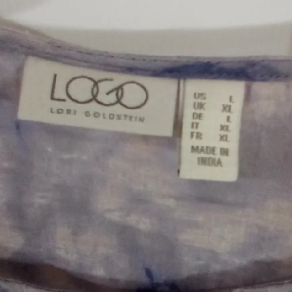 LOGO by Lori Goldstein Purple and Blue Tie-Dye Blouse - Picture 6 of 13